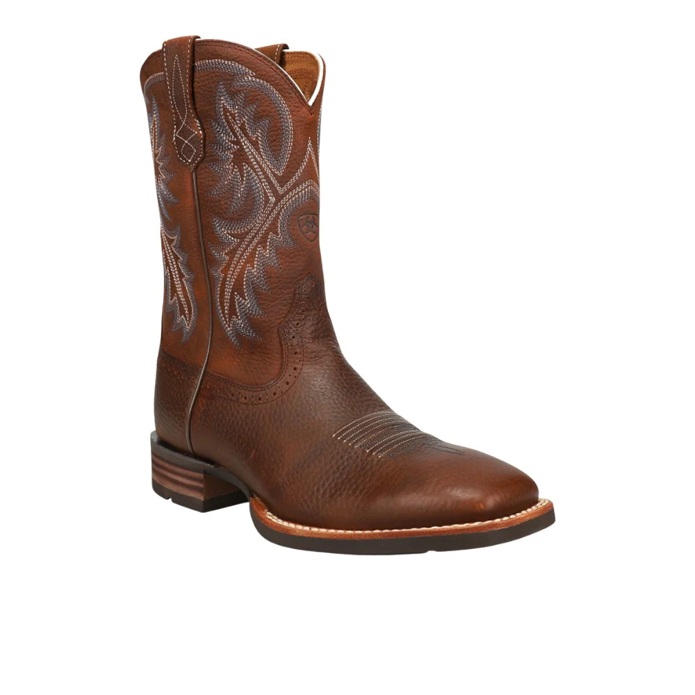 Quickdraw Embroidered Square Toe Pull On Cowboy Boots - Image 2
