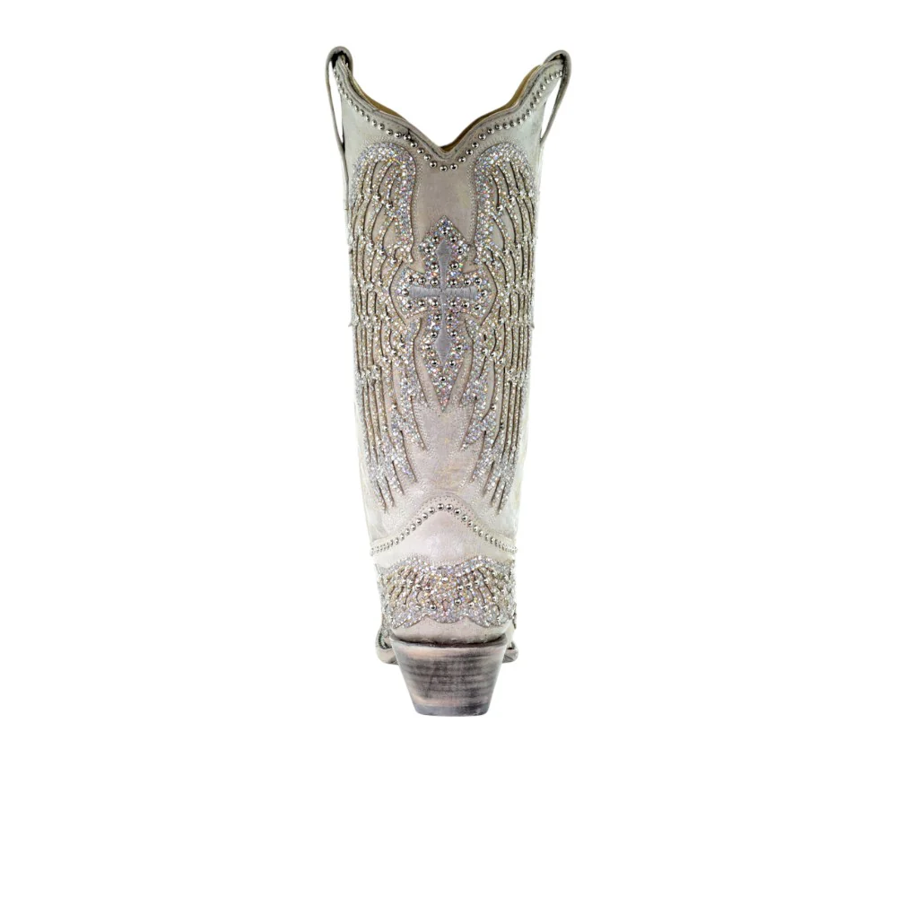 Glitter Cross and Wings Snip Toe Cowboy Boots - Image 3