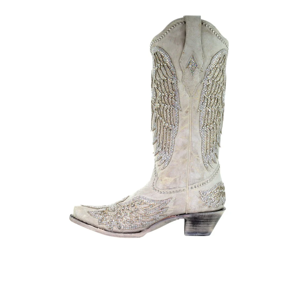 Glitter Cross and Wings Snip Toe Cowboy Boots - Image 4