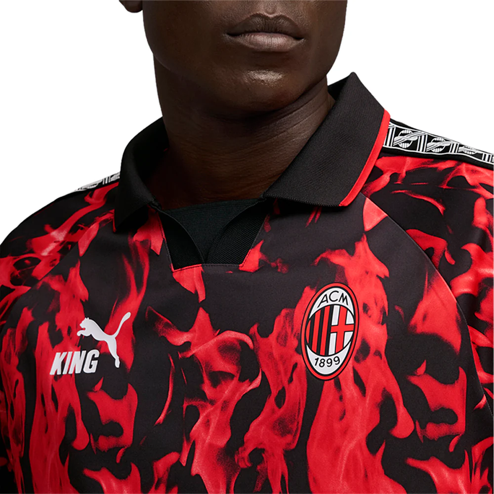 AC Milan King Retro Collared Short Sleeve Soccer Jersey - Image 5