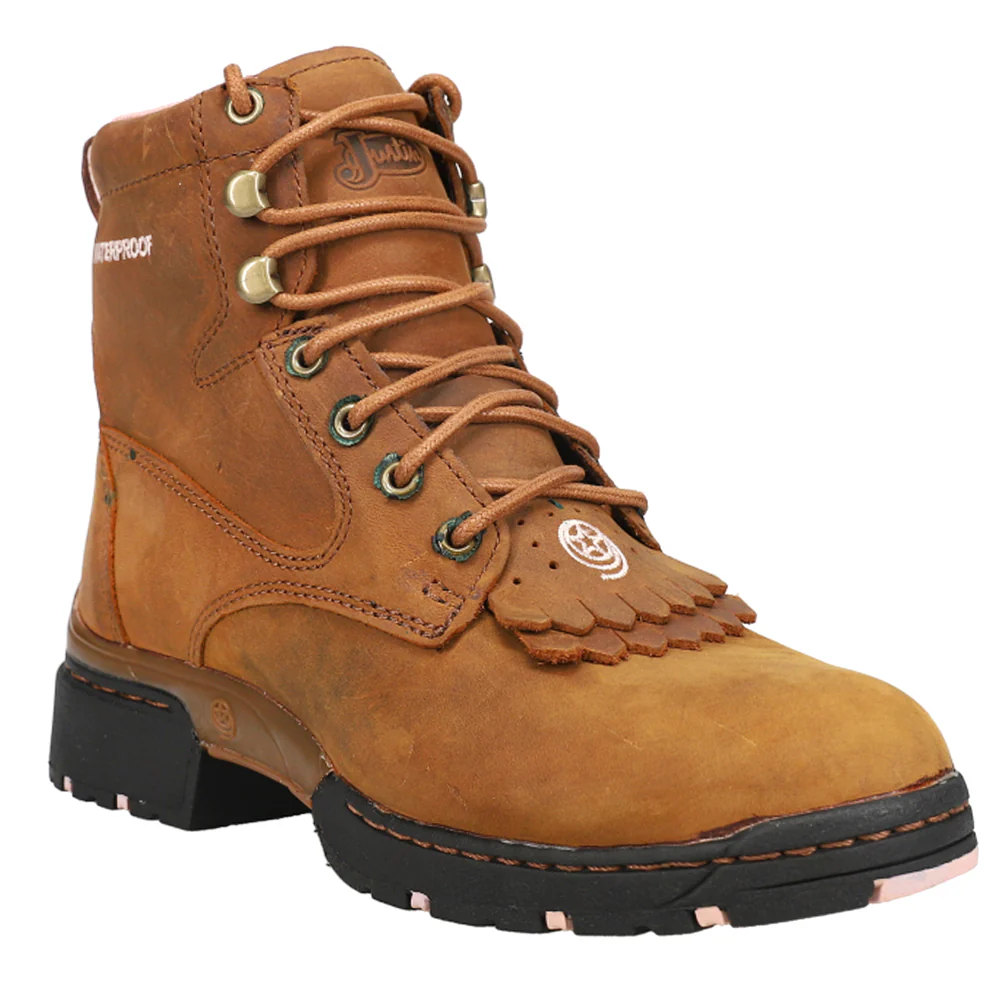 Aged Bark Round Toe Lace Up Boots - Image 2