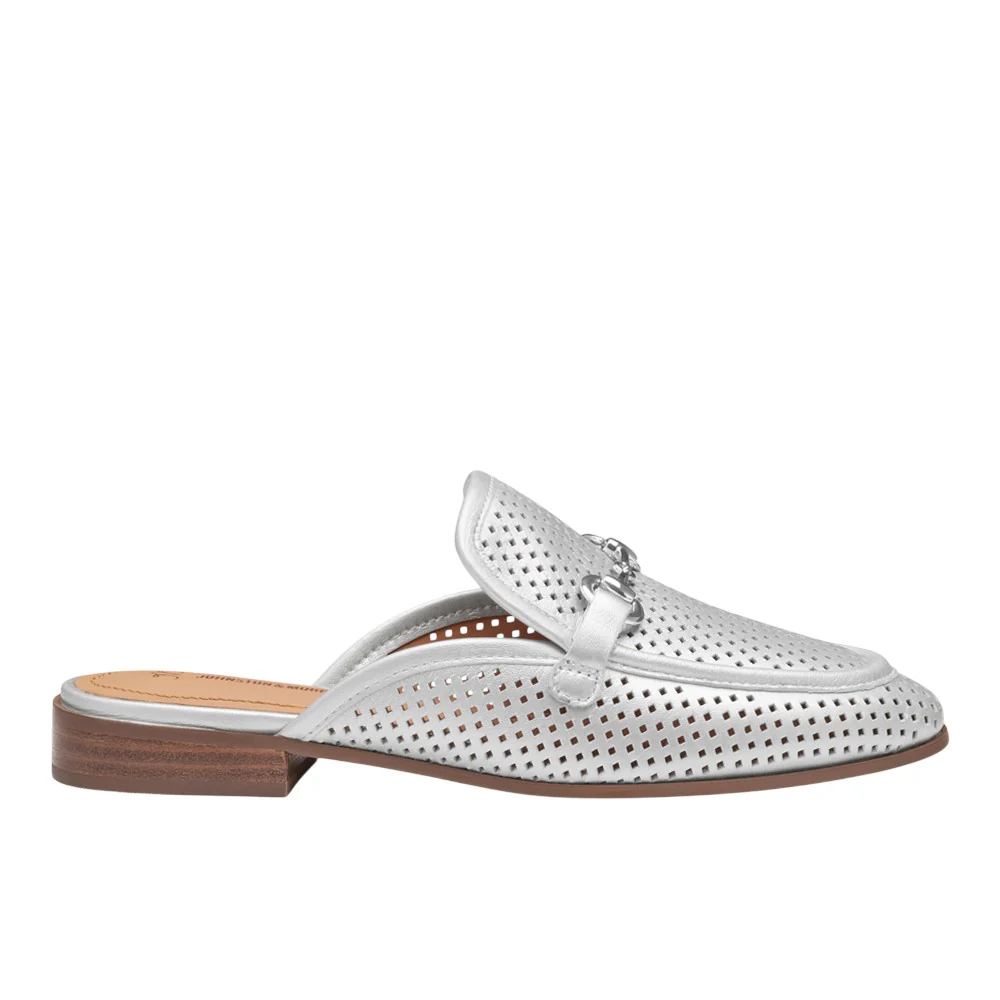 Ali Perforated Bit Metallic Mule Loafers
