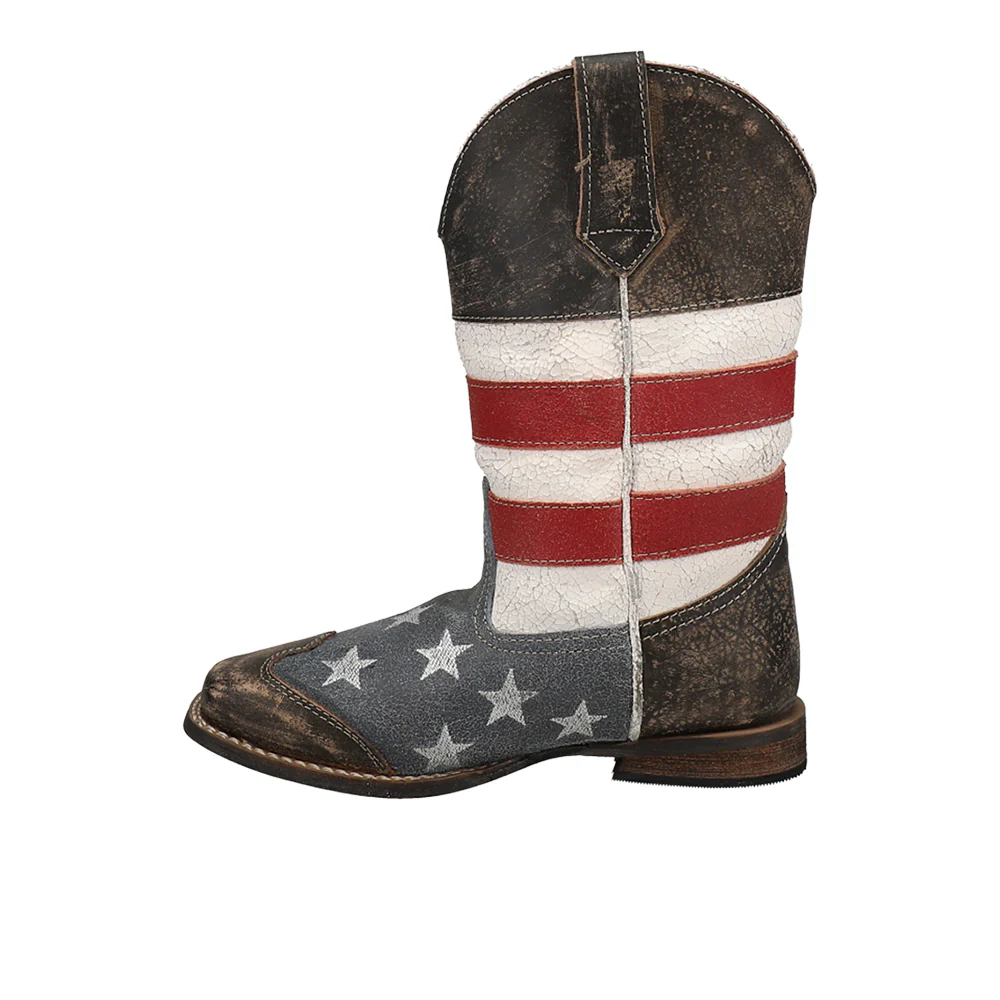 Americana Flag Square Toe Cowboy Boots (Little Kid) - Image 3