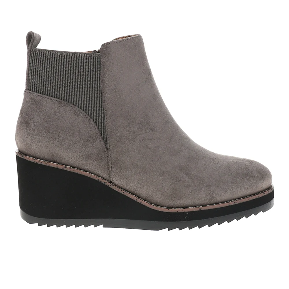 Apple Sauced Round Toe Side Zip Wedge Booties