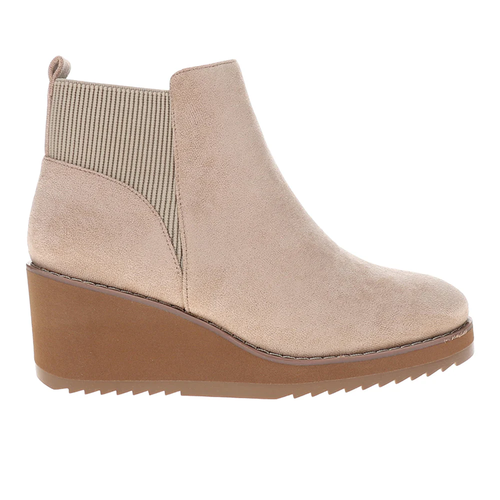 Apple Sauced Round Toe Side Zip Wedge Booties