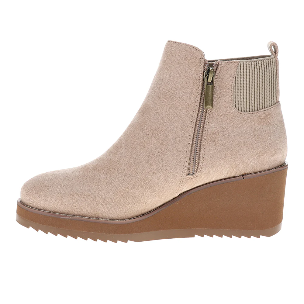 Apple Sauced Round Toe Side Zip Wedge Booties - Image 3