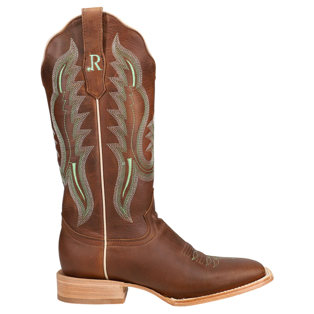 Arizona Tan Embroidered Square Toe Cowboy Boots