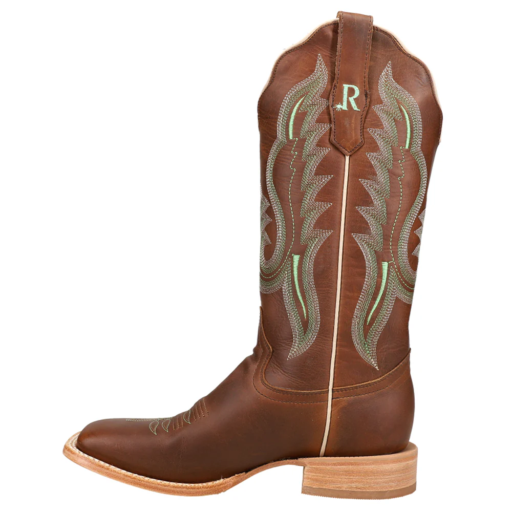 Arizona Tan Embroidered Square Toe Cowboy Boots - Image 3