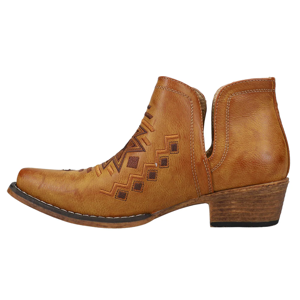 Ava Aztec Southwest Embroidered Snip Toe Cowboy Booties - Image 3