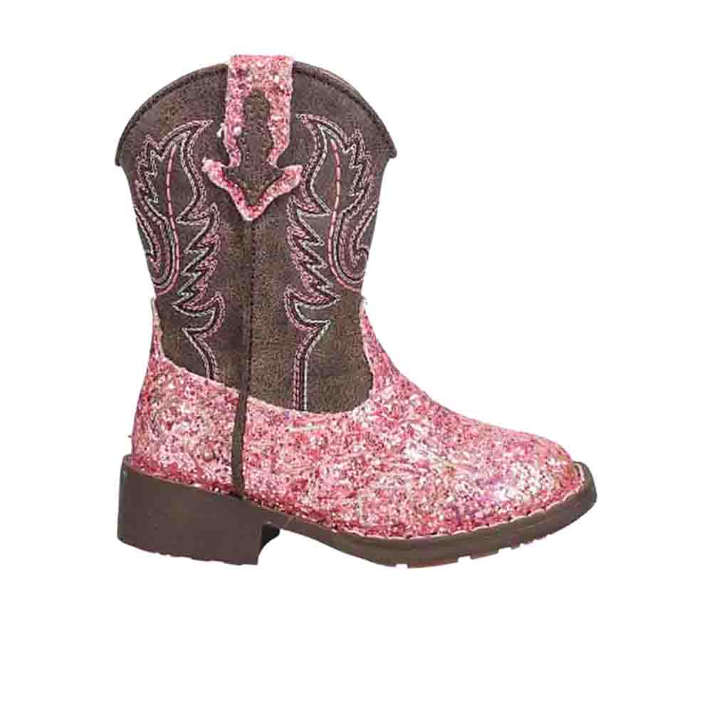 Aztec Glitter Square Toe Cowboy Boots (Toddler)