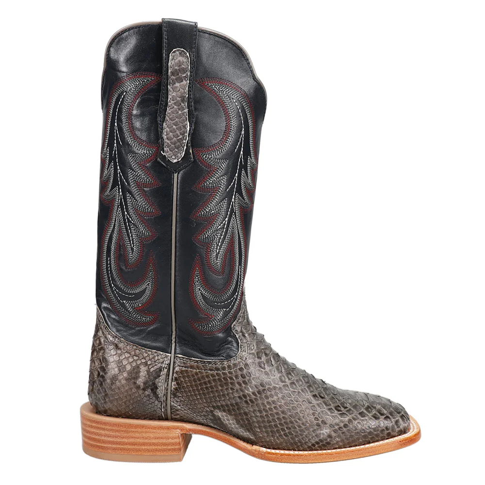 Back Cut Python Embroidered Square Toe Cowboy Boots