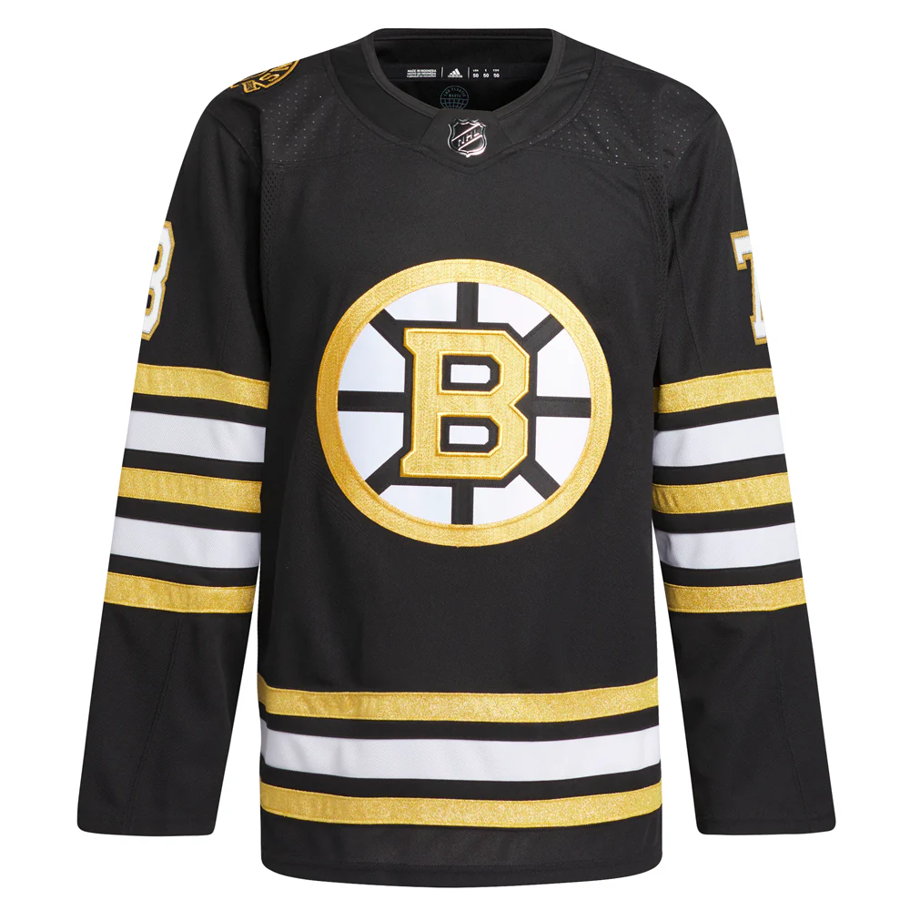 Boston Bruins Home Anniversary Crew Neck Long Sleeve Replica Jersey