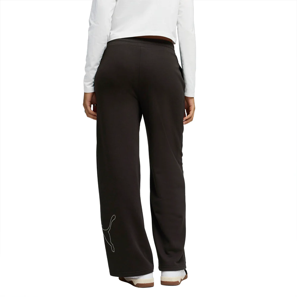 Bedazzled High Waisted Draw String Wide Legged Sweat Pants - Image 4