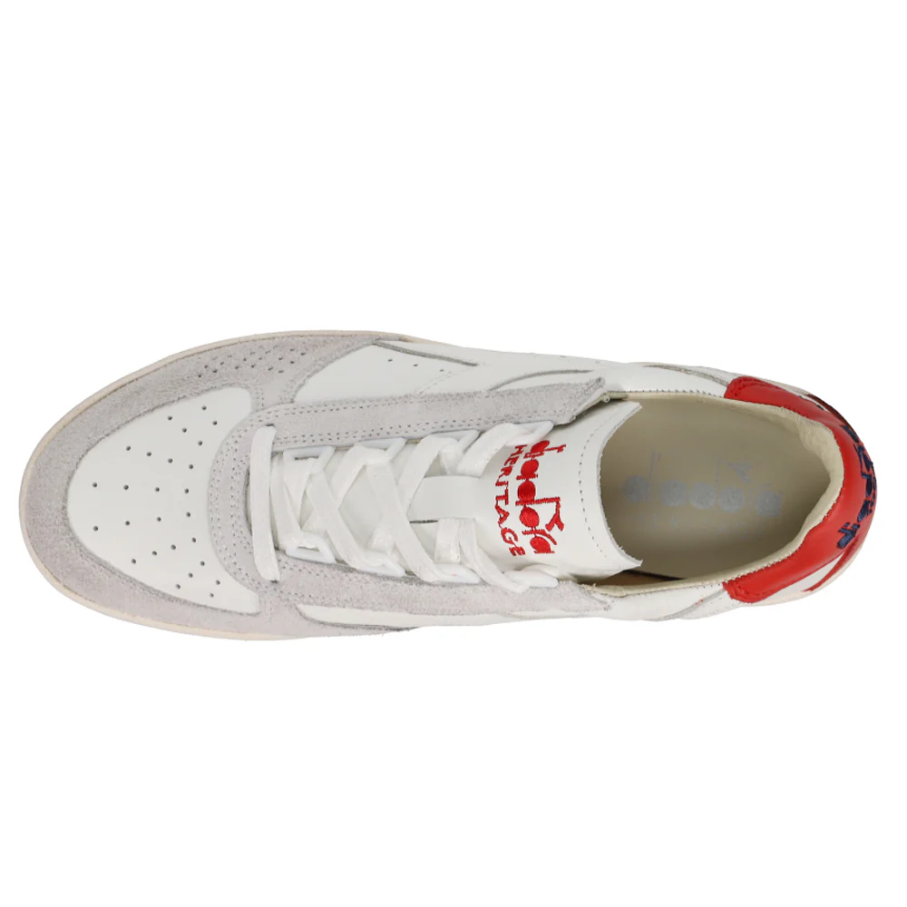 B.Elite H Leather Dirty Perforated Lace Up Sneakers - Image 4