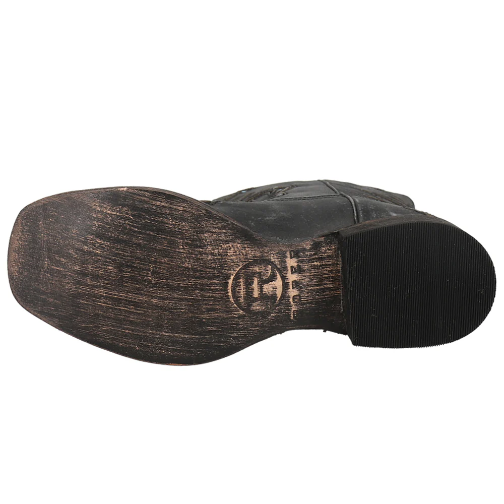 Belle Metallic Tooled Inlay Square Toe Cowboy Boots - Image 5