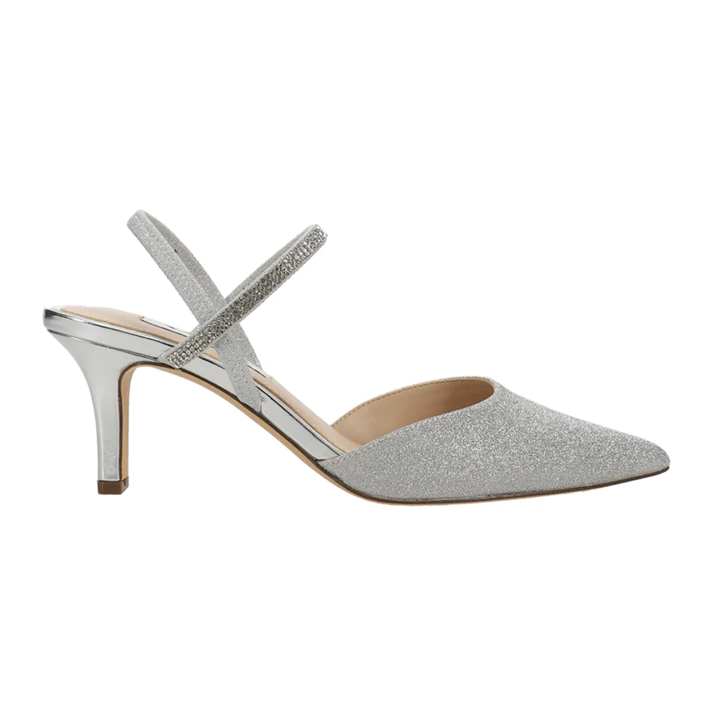 Billie Glitter Pointed Toe Sling Back Pumps