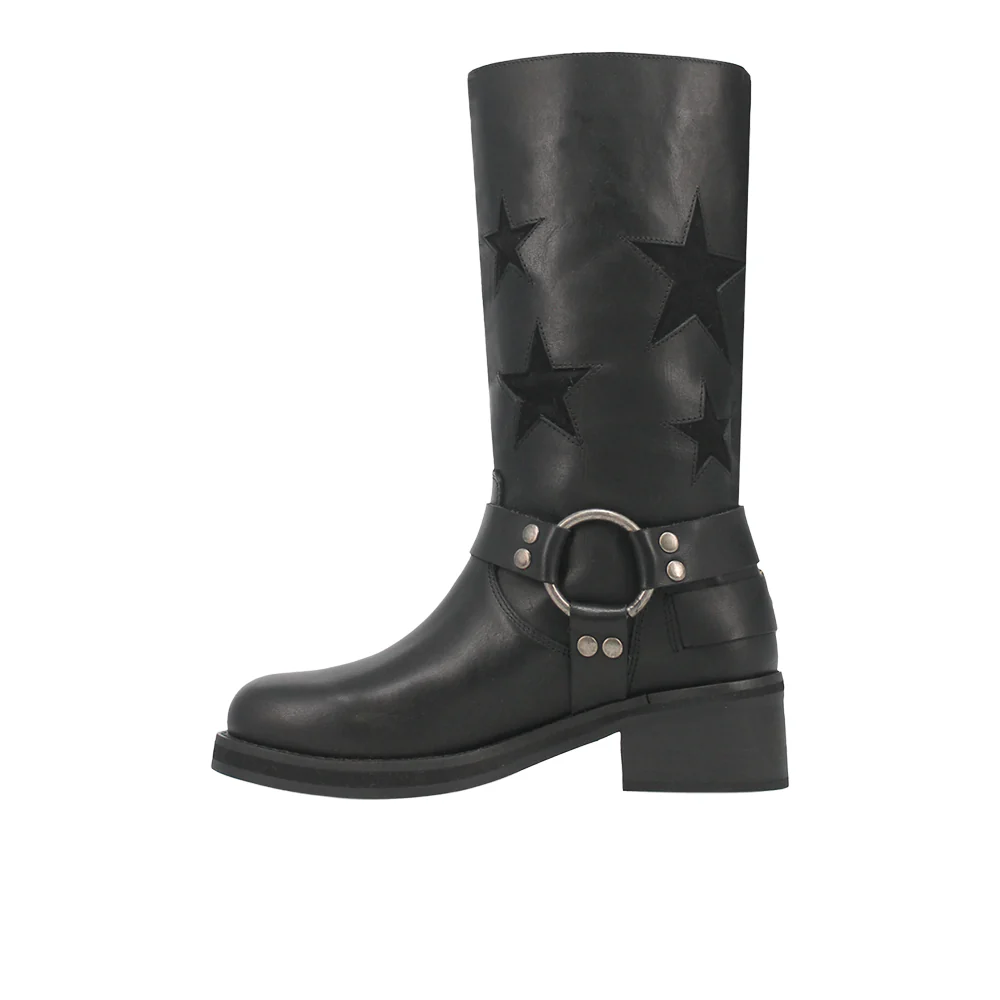 Blacklist Tooled-Inlay Round Toe Motorcycle Boots - Image 3