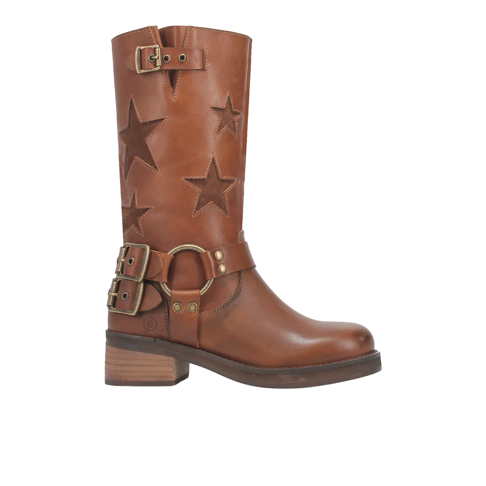 Blacklist Tooled-Inlay Round Toe Motorcycle Boots