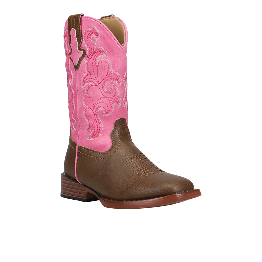 Blaze Pink Shaft Square Toe Cowboy Boots (Youth) - Image 2