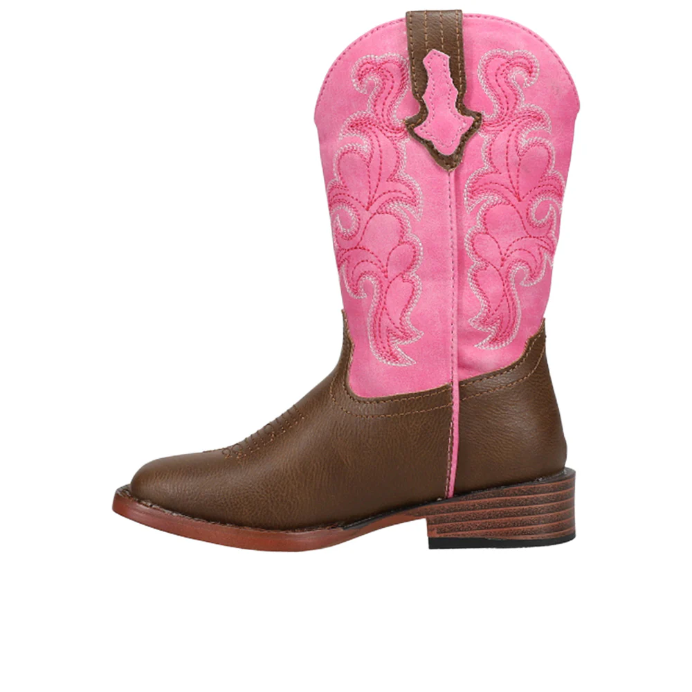 Blaze Pink Shaft Square Toe Cowboy Boots (Youth) - Image 3