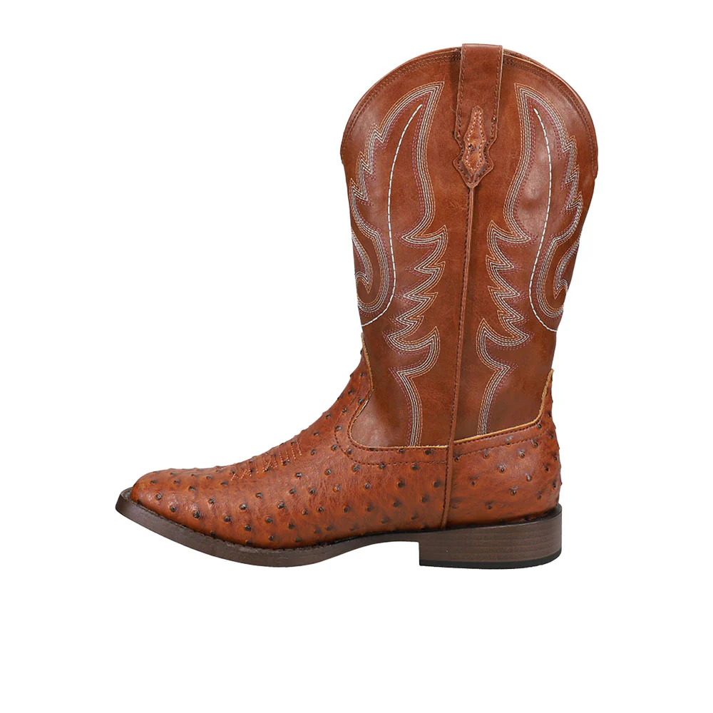 Bumps Faux Ostrich Print Embroidered Square Toe Pull On Cowboy Boots (Little Kid-Big Kid) - Image 3