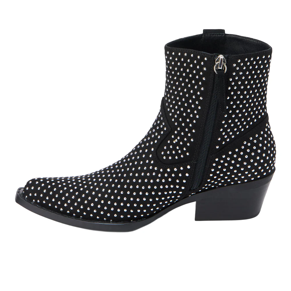 Calistoga Studded Pointed Toe Zippered Cowboy Booties - Image 3