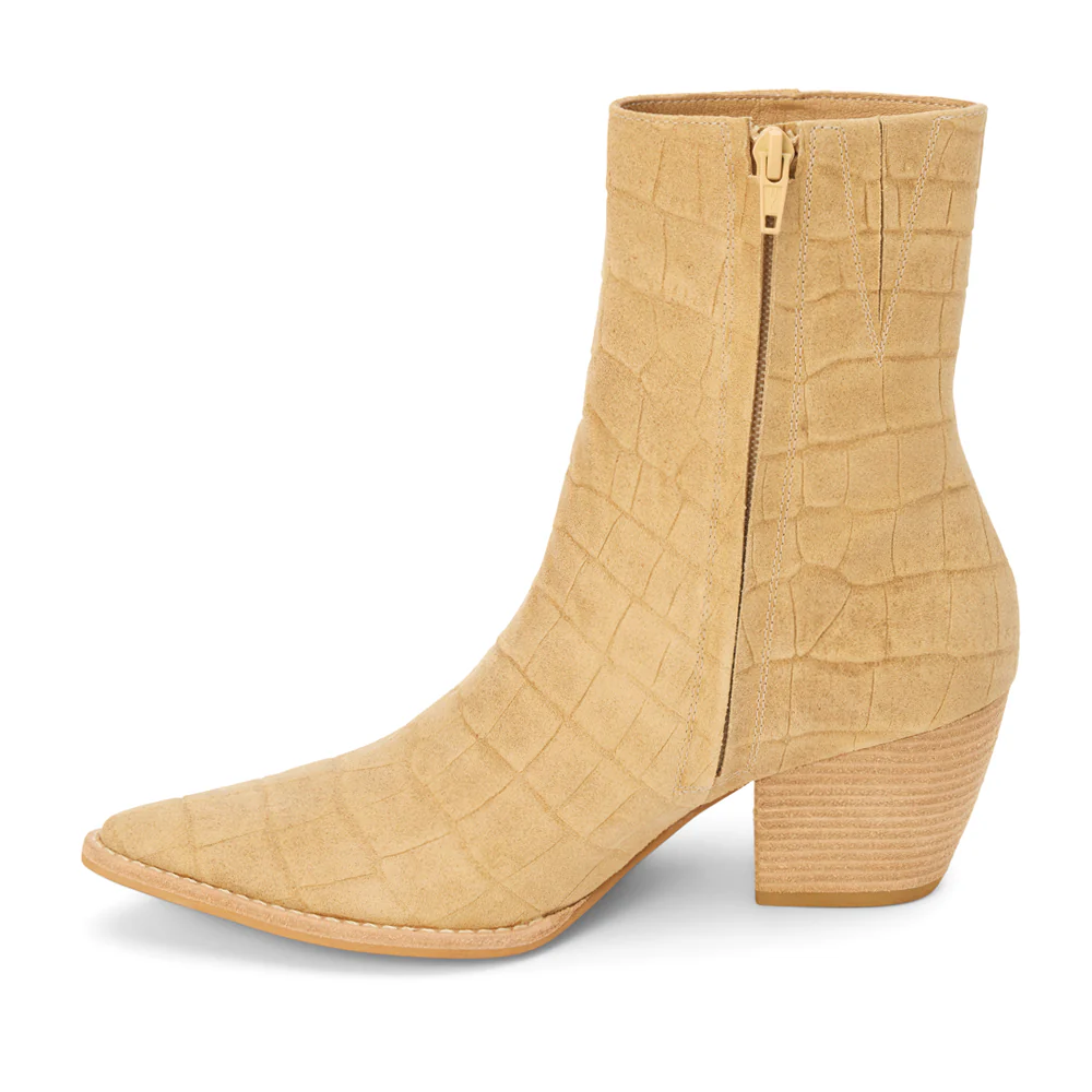 Caty Croc Pointed Toe Cowboy Booties - Image 3