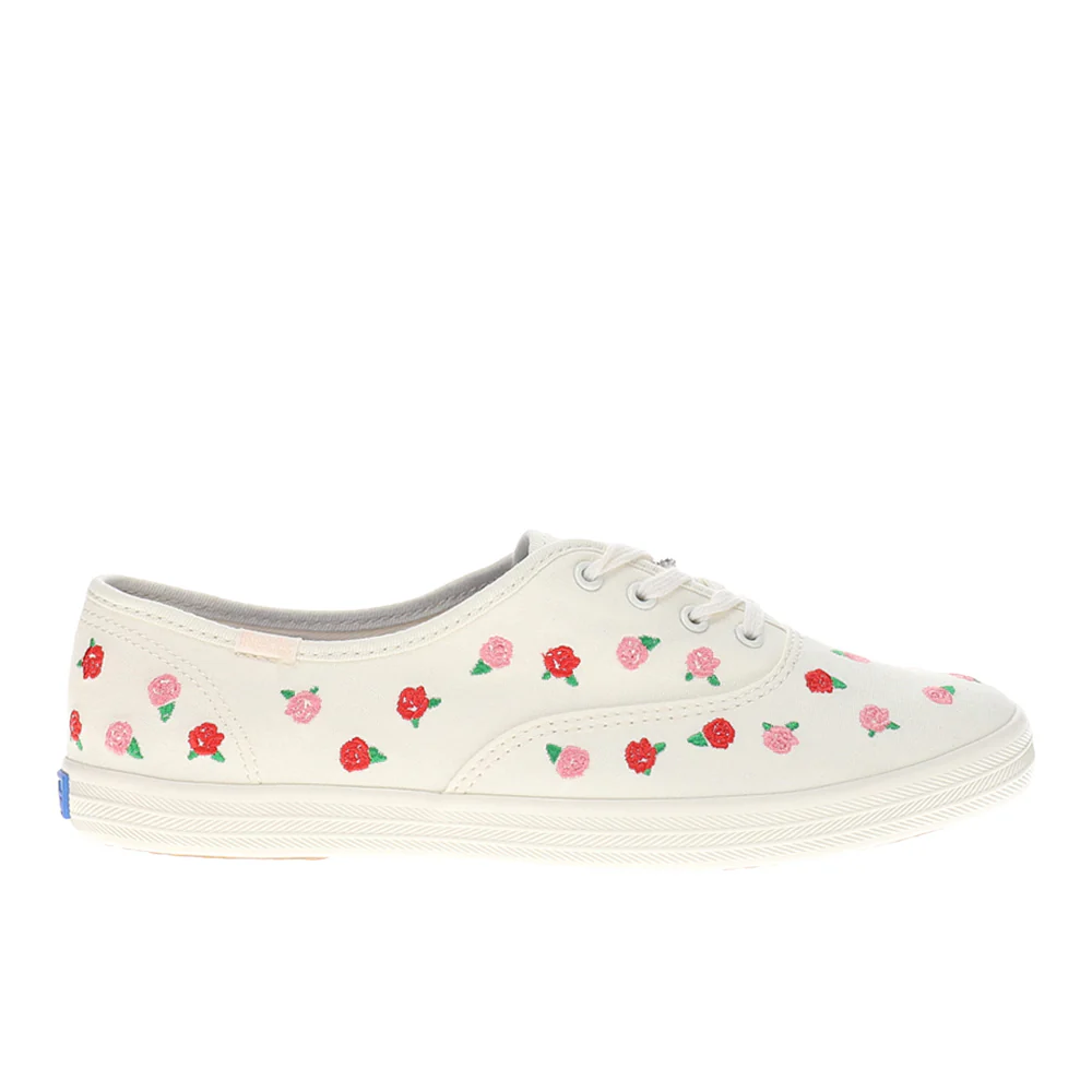 Champion Canvas Rose Embroidery Lace Up Sneakers