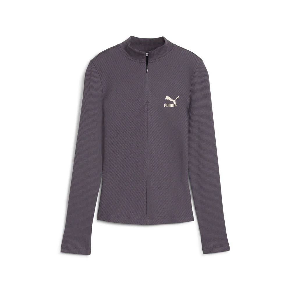Classics Ribbed Mock Neck Long Sleeve Half Zip Pullover Top