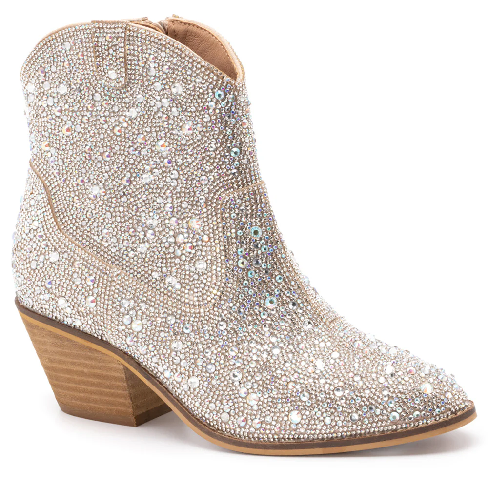 Shine Bright Rhinestone Round Toe Pull On Booties - Image 2