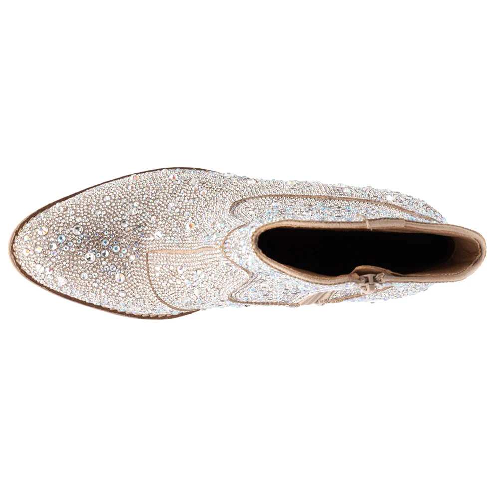 Shine Bright Rhinestone Round Toe Pull On Booties - Image 4