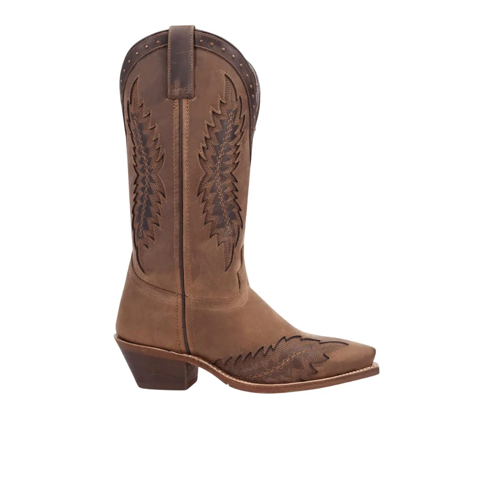 Coyote Creek Studded Overlay Snip Toe Pull On Cowboy Boots