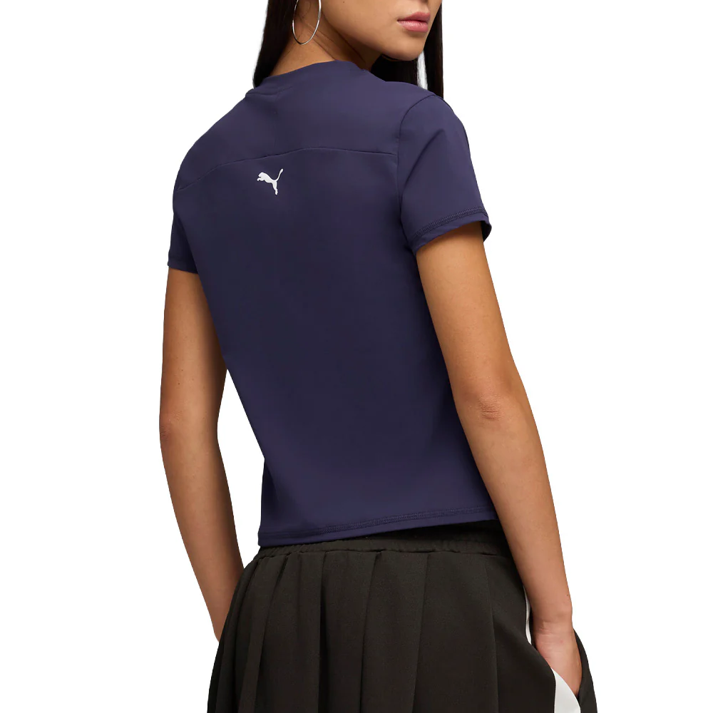 Dare To Slim Warp Knit Graphic Crew Neck Half Zip T-Shirt - Image 4