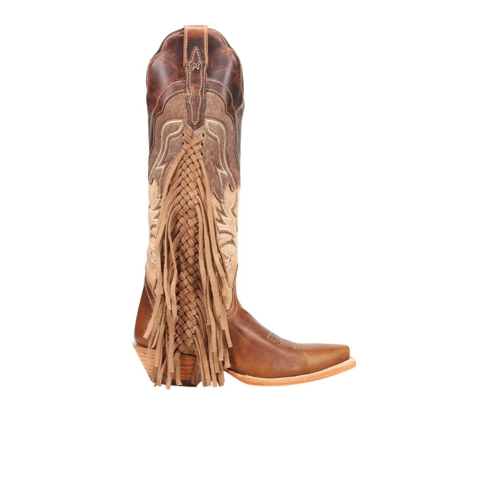 Dayla Braided Fringe Snip Toe Pull On Cowboy Boots
