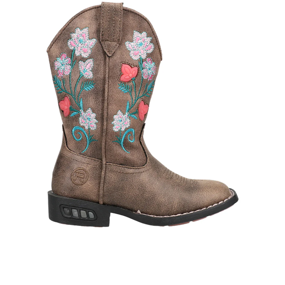 Dazzle Floral Lights Square Toe Cowboy Boots (Little Kid-Big Kid)