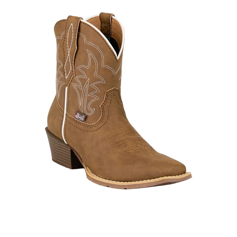 Dee 7 Inch Embroidered Square Toe Pull On Cowboy Boots - Image 2