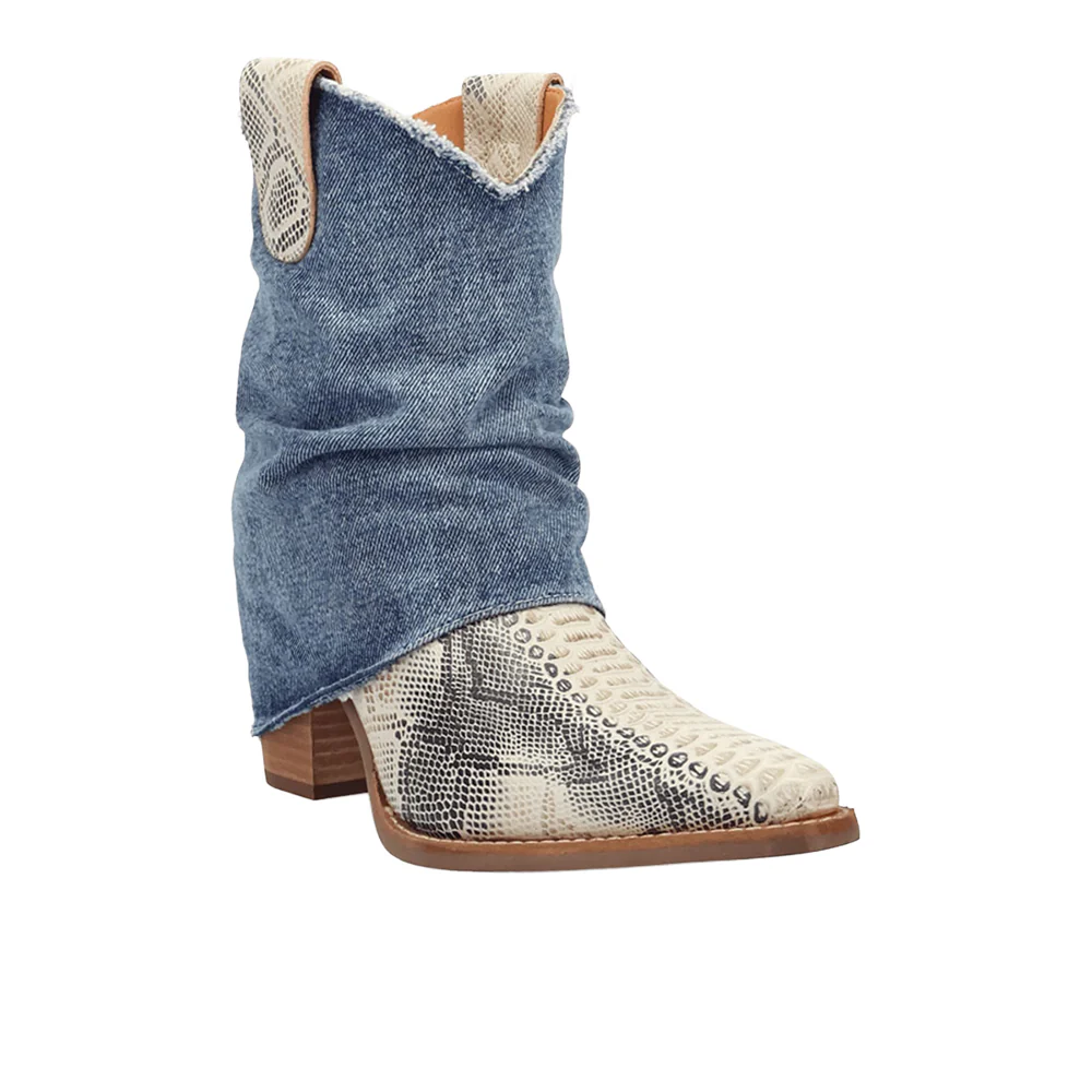 Denim Dream Snake Snip Toe Cowboy Booties - Image 2