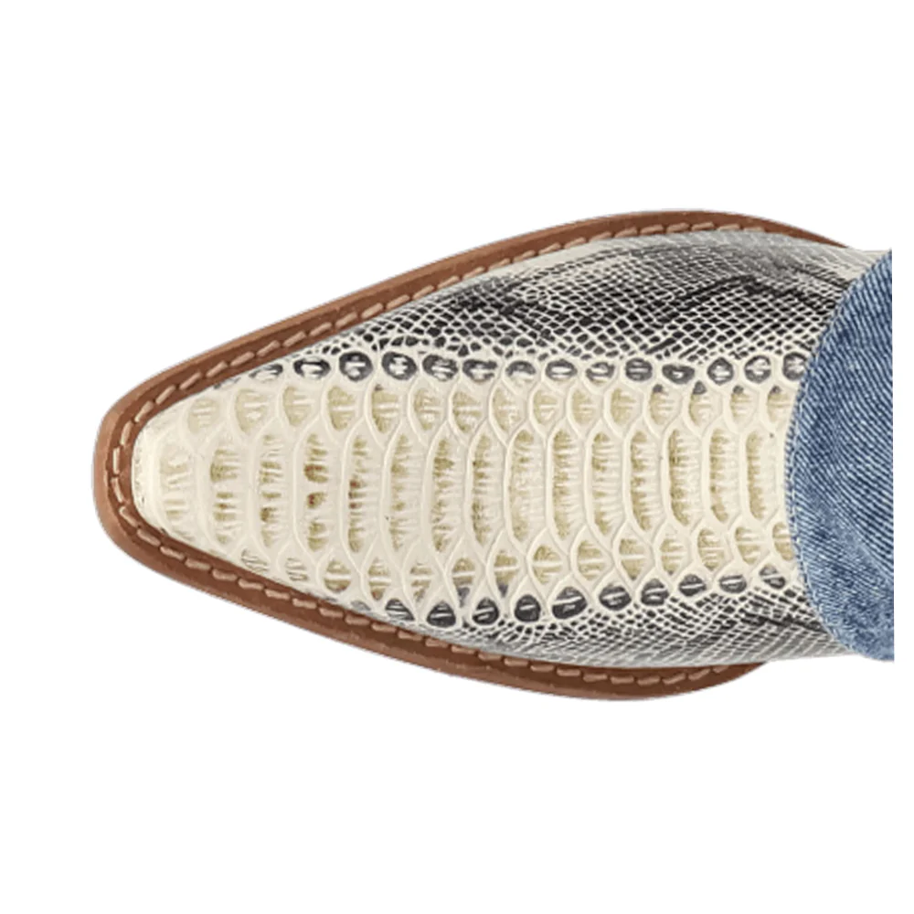 Denim Dream Snake Snip Toe Cowboy Booties - Image 4