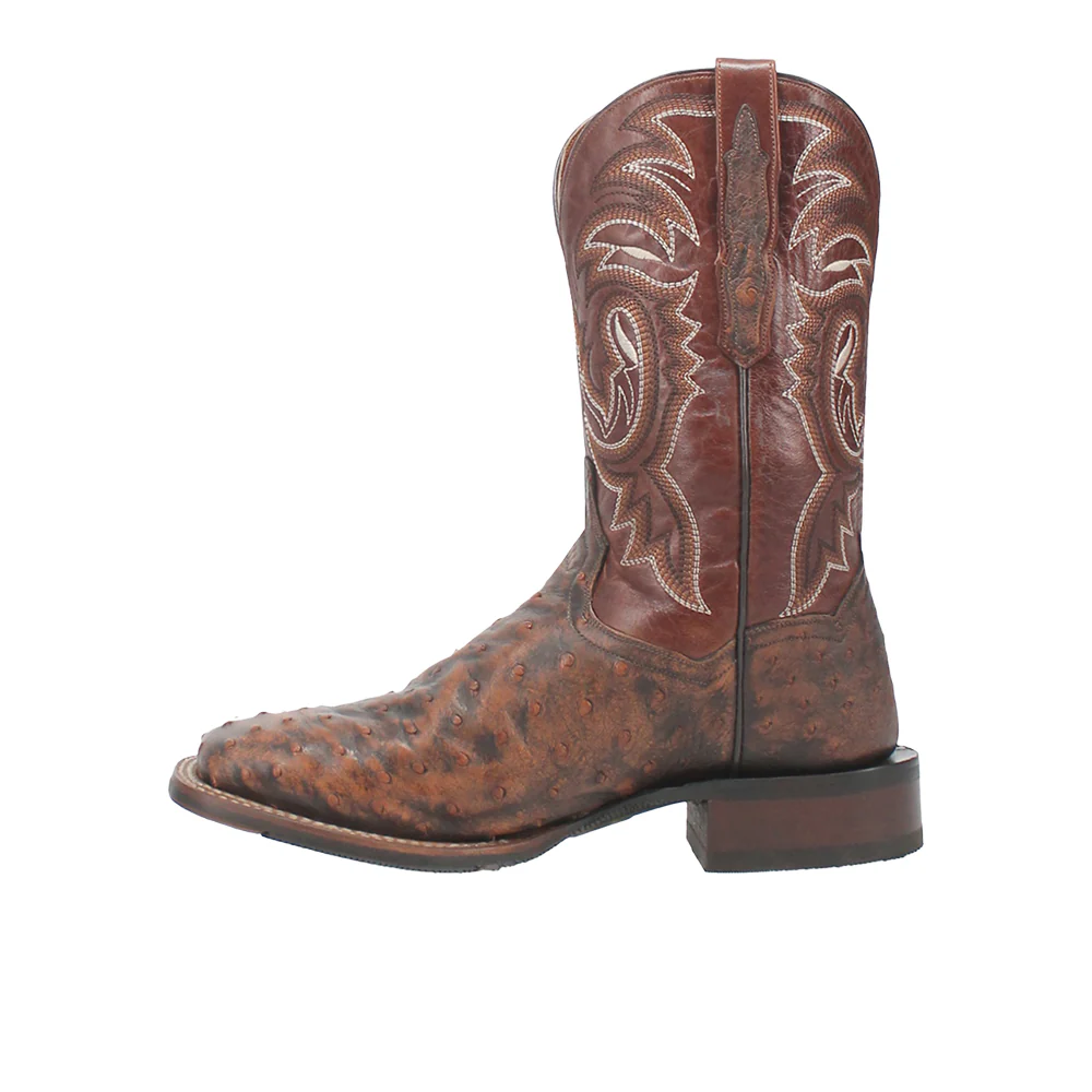 Dillinger Full Quill Ostrich Embroidered Pull On Square Toe Cowboy Boots - Image 3
