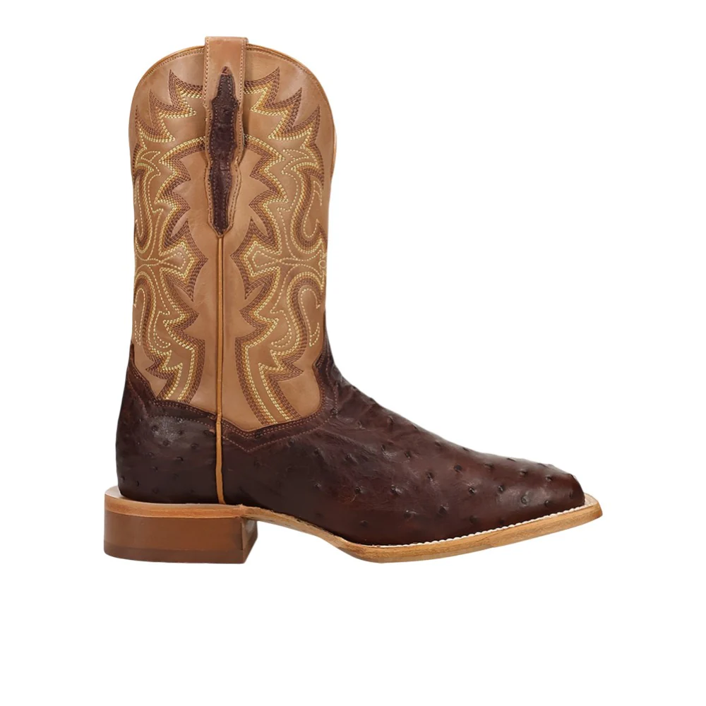 Drayden Full Quill Ostrich Square Toe Pull On Cowboy Boots
