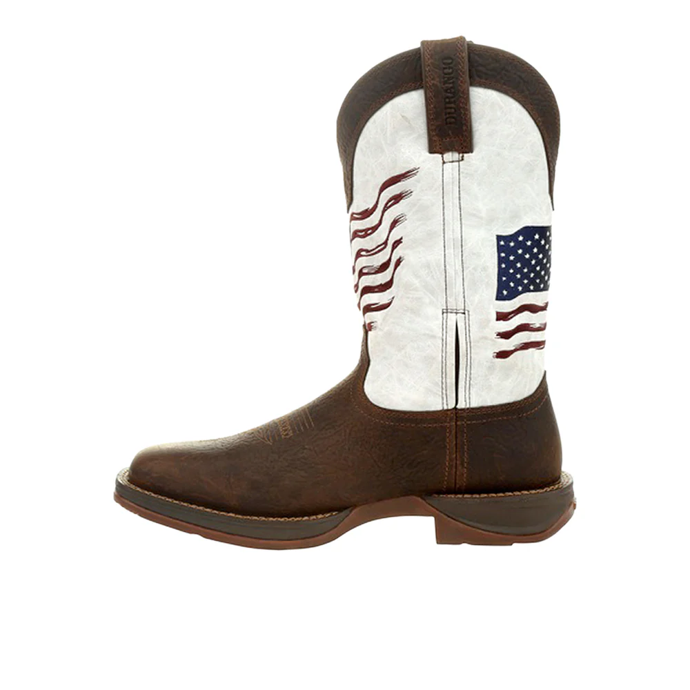 Rebel Distressed Flag Embroidered Patriotic Square Toe Pull On Cowboy Boots - Image 3