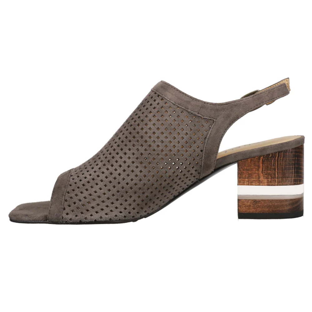 Elija Perforated Block Heel Sandals - Image 3