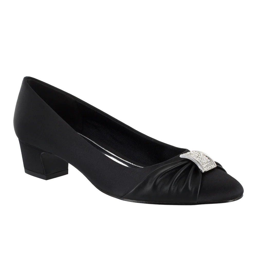 Eloise Rhinestone Round Toe Block Heel Pumps - Image 2