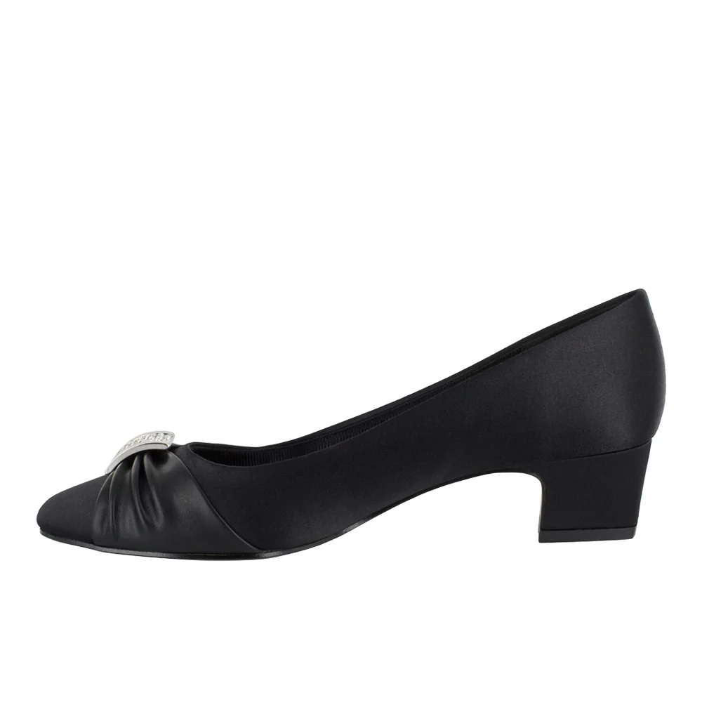 Eloise Rhinestone Round Toe Block Heel Pumps - Image 3
