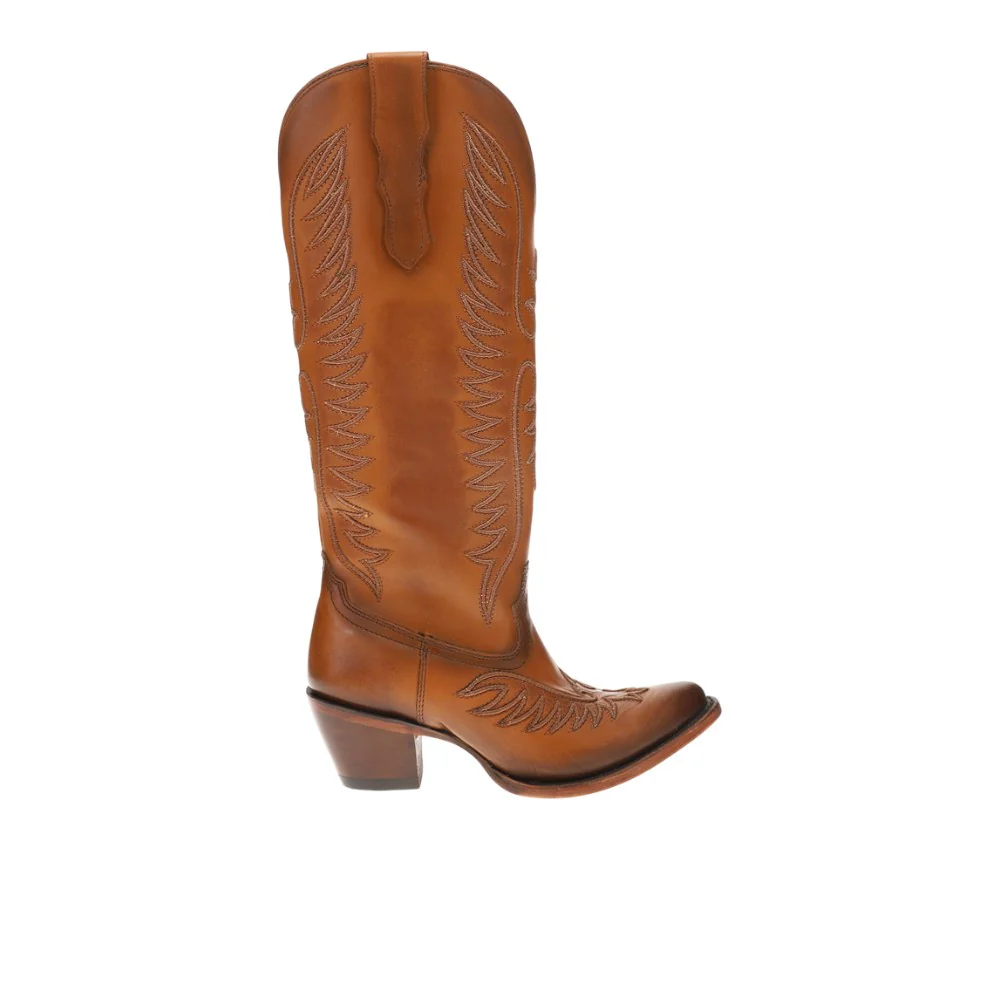 Embroidered Toe Pointed Toe Zippered Cowboy Boots