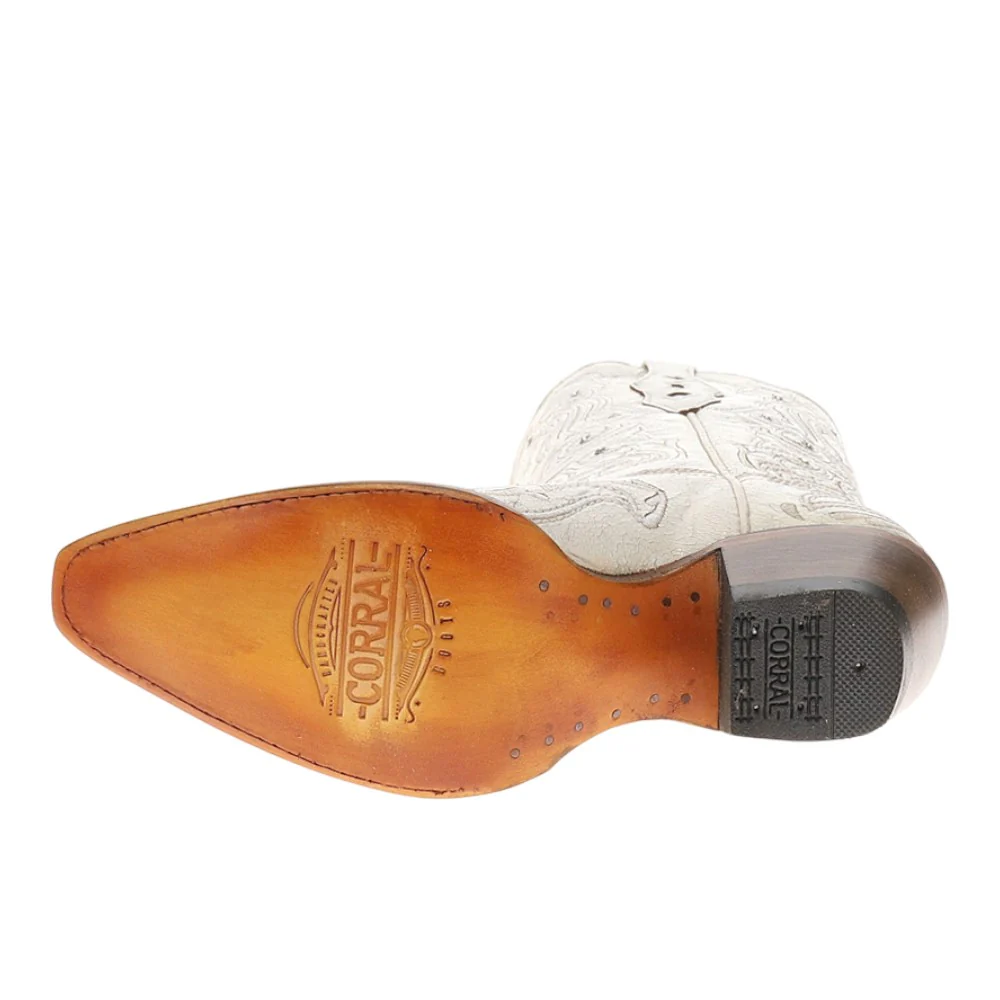 Embroidery And Crystals Snip Toe Bone Cowboy Boots - Image 5