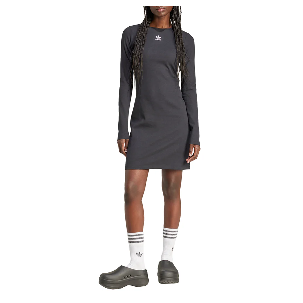 Essentials Rib Long Sleeve Crewneck Dress