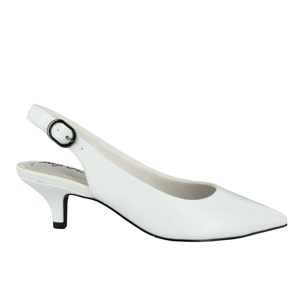 Faye Pointed Toe Slingback Kitten Heel Pumps