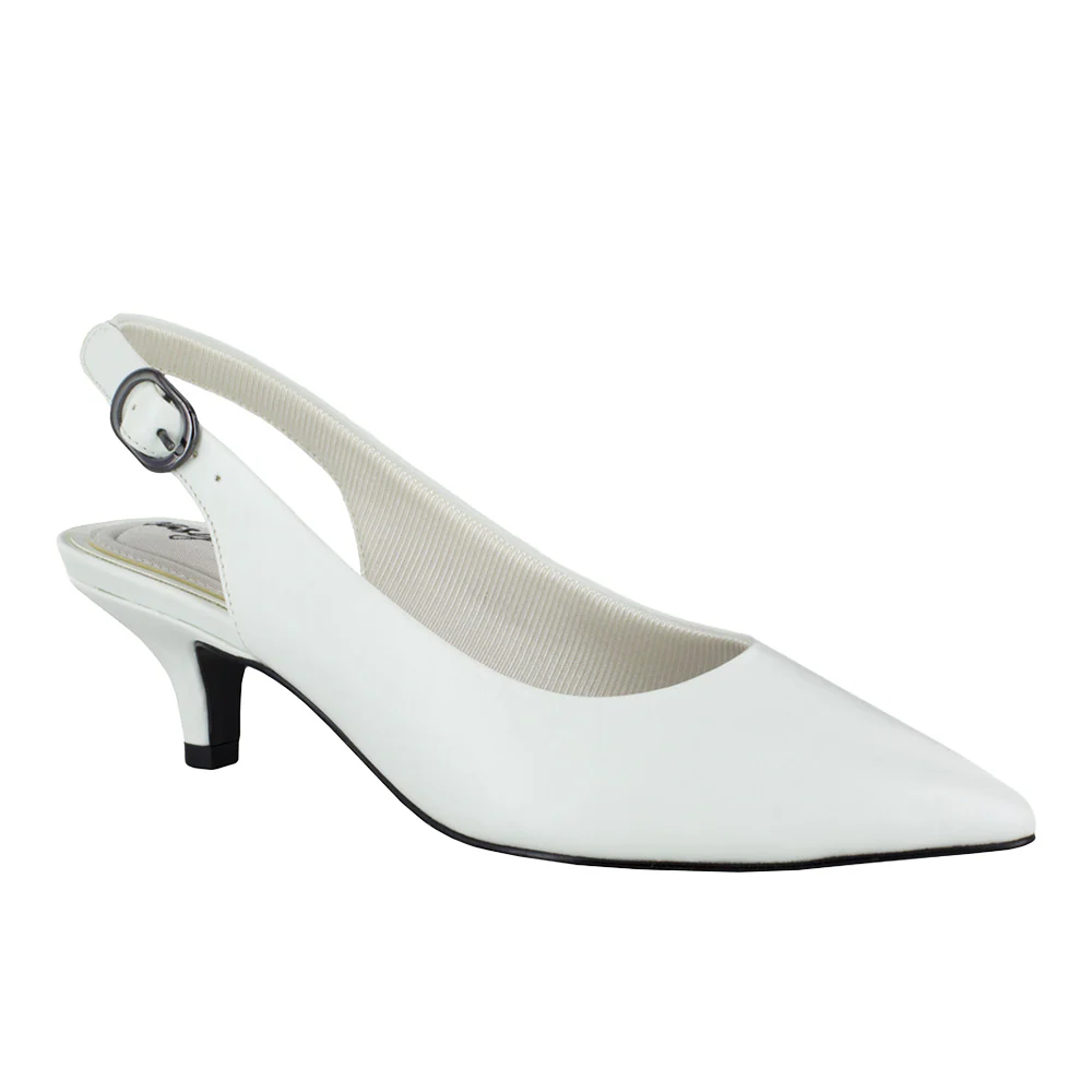 Faye Pointed Toe Slingback Kitten Heel Pumps - Image 2