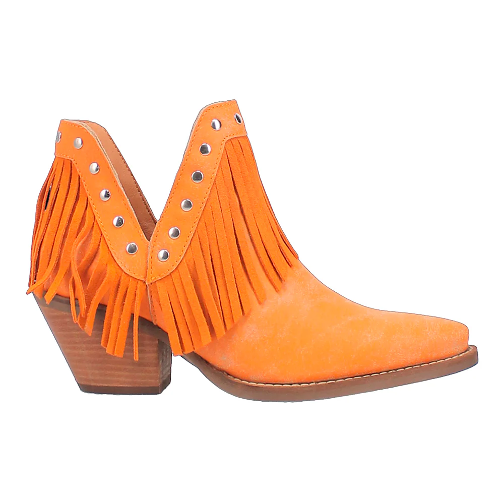Fine N' Dandy Fringe Studded Snip Toe Pull On Cowboy Booties
